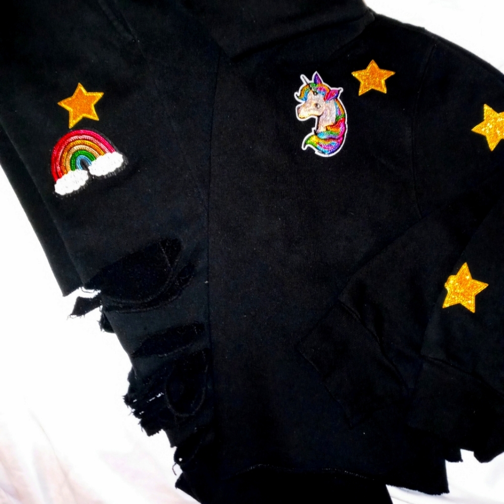 Women's or Juniors or big kid KB design & crafted sweats! Black xs